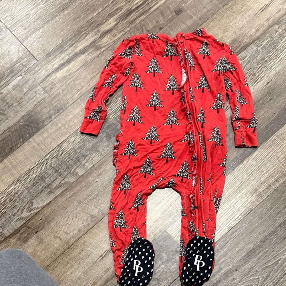 Posh Peanut Red Tree Print Kids One Piece